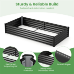 3-in-1 Raised Garden Bed with Greenhouse Cover 130 Gal Galvanized Metal Planter Box - Black - Image 4