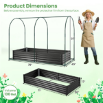 3-in-1 Raised Garden Bed with Greenhouse Cover 130 Gal Galvanized Metal Planter Box - Black - Image 6
