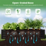3-in-1 Raised Garden Bed with Greenhouse Cover 130 Gal Galvanized Metal Planter Box - Black - Image 7