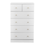 25.98"*15.75"*43.7"(L*W*H) 5-Tier 6-Drawer Cabinet Drawer Dresser with Gold Handles White