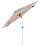 9ft Patio Umbrella, Outdoor Market Umbrella with Push Button Tilt, Crank Handle, 6 Sturdy Iron Ribs, UPF 50+ Waterproof Solution-Dyed Polyester Canopy, for Garden, Deck, Backyard, Poolside, Beige - Image 6