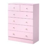 5-Tier 6-Drawer Cabinet with Matte Gold Handles Particleboard Melamine-Coated Storage Cabinet 25.98*12.99*35.04in Macaron Pink - Image 3
