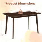 47" Walnut Dining Table for 4-6 People, Rubber Wood Legs Kitchen Table with Smooth Veneered Top - Image 7