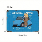 CIFbuy 1pc Heinkel Kabine Blueprint Metal Sign Anime Girl Vintage Auto Heavy-Duty Iron Wall Art 2D Flat Retro Garage Cave Bedroom Decor TikTok, TikTok, y-Duty Self-pickup Logiopics - Image 2