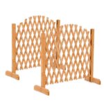 Set of 2 Retractable Arched Wooden Fences — 205 x 33.5 x 80 cm — Teak Finish (Stained) — Fir Wood Construction