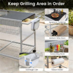 Outdoor Grill Cart for 18-22 Inch Kettle Grills, Metal BBQ Stand with Lid Holder & Storage Rack - Image 7