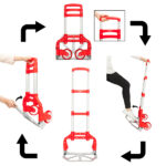 Portable Foldable Telescopic Trolley Trolley Luggage Trolley Red - Image 4
