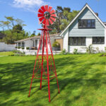 8FT Weather Resistant Yard Garden Windmill Red - Image 27