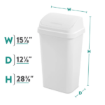 (2 pack)Kitchen Trash Can, 13 Gallon Plastic Garbage Bin with Swing Top Lid, White - Image 3