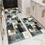 Three-piece kitchen rug set, non-slip and washable, abstract pattern kitchen hallway rug, soft and comfortable, suitable for sinks, floors, entrances, hallways and bathrooms. - Image 14