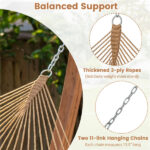 2-Person Polyester Caribbean Hammock with Hardwood Spreader Bars, 600lbs Weight Capacity Double Hammock for Patio Garden-Khaki - Image 6