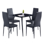 4pcs Elegant Assembled Stripping Texture High Backrest Dining Chairs Black Replace encoding 13028198-18410366 - Image 110