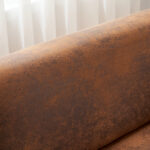 97*71*74cm 1.5 Seats Hot Stamping Cloth Surrounding Chair With Pillow Indoor Circle Chair Dark Brown - Image 16