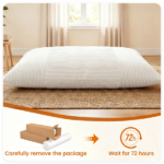 Beige Convertible Corduroy Bean Bag Floor Sofa for Adults, 76.5x55 Inch Sponge Filling Foldable Floor Mattress Guest Bed, Removable Washable Cover Large Lazy Lounger - Image 8