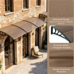 39"x30" Modern Polycarbonate Window Door Awning, UPF50+ Waterproof Windproof Outdoor Patio Canopy with Aluminum Reinforced Bars-Brown - Image 5