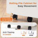 2-Drawer Rolling File Cabinet with Lockable Wheels, Printer Stand with Storage for Home Office (Shipment from Walmart) - Image 3