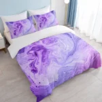 Teen Bedding Sets for Girls Marble Bedding Watercolor Purple Duvet Cover Set Modern Abstract Bed Set 3 Piece Girly Bedspreads (Twin) - Image 2