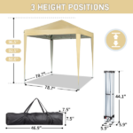 6.5X6.5FT Two Doors & Two Windows Practical Waterproof Right-Angle Folding Tent Khaki Color - Image 6