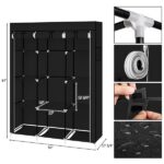 67" Portable Closet Organizer Wardrobe Storage Organizer with 10 Shelves Quick and Easy to Assemble Extra Space Black - Image 15