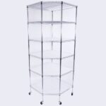 6-Layer Chrome Plated Polygonal Corner Shelf with 2" PP Wheels 680*680*1800 Silver - Image 19