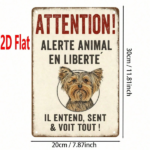 CIFbuy 1pc Yorkshire Terrier Dog Warning Metal Plaque Sign" 2D Flat Unframed Animal Alert Lettering Decor, Lettering Decor, Outdoor Yard Garden Wall Art PlaquikTok, PlaquikTok, t Self-pickup Logiopics - Image 2