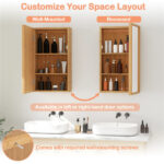 14"×5.5"×24" Bamboo Bathroom Medicine Cabinet with Mirror, Wall Mounted Storage Organizer - Image 9