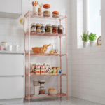 5-layer adjustable shelf with adjustable spacing, pin-type deformable structure, adjustable feet, display rack, iron, 54*29*150cm, powder coated with high-gloss powder - Image 2
