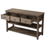Console Table with Wood Frame and Legs, Sofa Table Entryway Table with 3 Drawers and 2 Open Shelves Wash Gray - Image 8