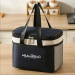 M-sized black insulated storage bag, thick aluminum foil waterproof lunch cooler tote bag with reinforced handle, reusable student daily commuting food carrying bag - Image 9