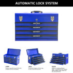 20-inch Steel Portable Tool Box With Drawers - Tool Storage Box Organizer With Metal Lock Closure Device - Powder-coated Tool Storage Cabinet (BLUE) - Image 8