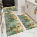 Three-piece kitchen rug set, non-slip and washable, abstract pattern kitchen hallway rug, soft and comfortable, suitable for sinks, floors, entrances, hallways and bathrooms. - Image 19