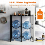 Vertical Stackable Water Jug Stand Holds Four 18.9L 5 Gallon Bottles, Multi-Functional Metal Water Bottle Organizer with Anti-Fall Top Shelf for Coffee Maker Kettle Storage - Image 5
