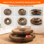 Kitty Curls Cat Toy - Foldable Accordion Cat Scratcher withBall - Magic Organ Cat Scratch Board for Interactive Play -Calming Features - Image 7