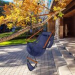 Oxford Cloth Hardwood With Cup Holder Wooden Stick Perforated 100kg Seaside Courtyard Oxford Cloth Hanging Chair Blue - Image 12