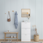 Shoe Cabinet for Entryway, White Narrow Shoe Storage Cabinet Flip Down Shoe Rack Wood 3 Tier Shoe Organizer for Home and Apartment - Image 8