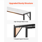 Modern Marble Console Table with Power Outlet, Slim Sofa Side Table Featuring Iron Tubes, Anti-Tip Design, and Triangular Support for Living Room, Hallway, Entryway, or Foyer - Image 3