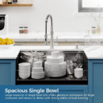 Kitchen Sink 36"x19" Multifunctional undermount Flying Rain Waterfall S304 Stainless Steel Handmade Modern Single Bowl Kitchen Sink, Black[Unable ship on weekends, TK/TEMU only for pickup, only TX10643 warehouse supports GOFO] - Image 3
