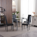 4pcs Elegant Assembled Stripping Texture High Backrest Dining Chairs Black Replace encoding 13028198-18410366 - Image 61