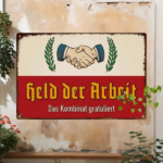 CIFbuy Retro German Slogan Metal Wall Art, Iron Sign With Handshake Pattern & Labor Hero Quote, Quote, 2D Flat Decor For Ho WaikTok, WaikTok, ern & Labor Hero Quote Self-rickup Logiop Hohake Pattern & - Image 7