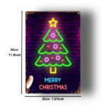 CIFbuy Retro Metal Christmas Tree Wall Sign 1Pcs 8x12 Inch 2D Flat Iron Plaque Multicolor Merry Christmas Text Glow In The Dark Neon Ef TikTok, TikTok, n Ef Self-pickup Logiopics - Image 2