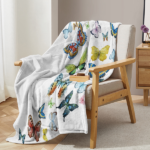 Colorful Butterfly Flannel Blanket - Soft, Scenic, Lightweight, Suitable for Sofa, Office, Bed, Nature, Travel - Multi-functional Four-season Gift, Variety 50*60 temu can only be self-picked - Image 6