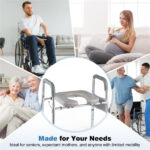Adjustable Raised Toilet Seat (25.5"-28" Width x 27"-31" Height), 300LBS Capacity with Armrests & Storage Pouch - Image 10