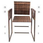 Outdoor 3 Piece Patio Bar Set, Bar Height Bistro Table Set for 2 People, High Top Wicker Bar Stools and Table Outdoor Bar Set with Cushions and Pillows, Brown Gradient Rattan & Beige Cushion - Image 3