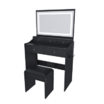 New Large Mirror Vanity Desk for Bed room , Modern Makeup Vanity Set with Power Outlet and Hair dryer holder, 5 Drawers , 3 Lighting Color Adjustable Dressing Table for Bedroom, Black Color - Image 2