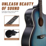 KMA102 41In Basswood Panel Matte Edging Folk Guitar with 15W Amplifier Bag Tuner and other Accessories Rubbed blue - Image 4