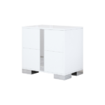 Elegant Nightstand with Metal Handle, Mirrored Bedside Table with 2 Drawers for Bedroom, Living Room, White - Image 4