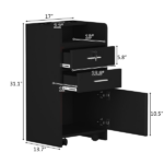 Same Code 92007726 Salon Wood Rolling Drawer Cabinet Trolley Spa 3-layer Cabinet Equipment with A Lock Black - Image 8