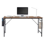 Rotten wood color SG016FD P2 particleboard + iron pipe 160cm cut-off computer desk with non-woven fabric storage - Image 10