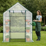 Mini Walk-in Greenhouse with PE Cover, 4-Shelf Indoor Outdoor Plant Gardening Green House for Garden Backyard, 56" x 29" x 77", White - Image 12