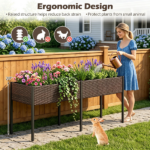 2-Section PE Rattan Raised Garden Bed, 29" Ergonomic Elevated Planter Box with Detachable Fabric Liner, 352LBS Total Capacity for Patio Backyard Vegetables Herbs - Image 10